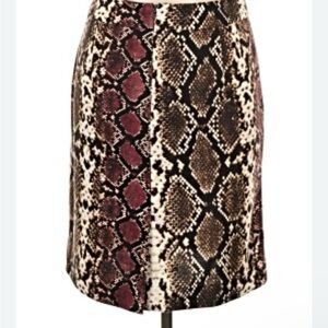 Calvin Klein Womens Skirt 24W‎ Brown Straight Skirt Animal Print Zip Up Stretch